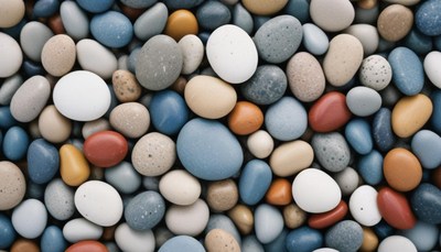 Smooth, colorful pebbles on the beach