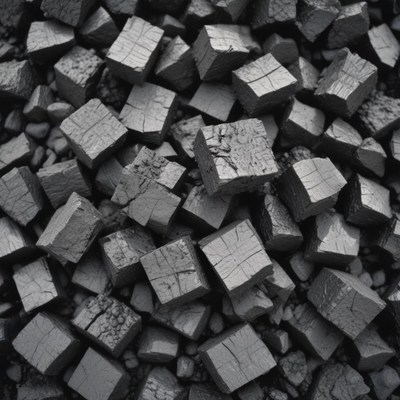 A pile of black cubes