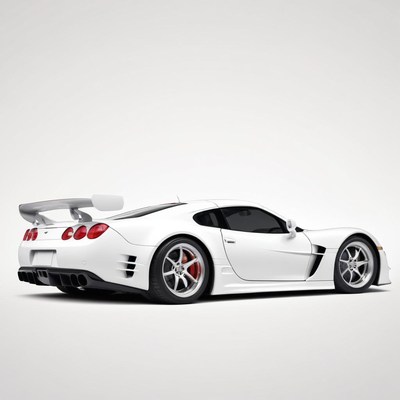 A white sports car sits on a white background