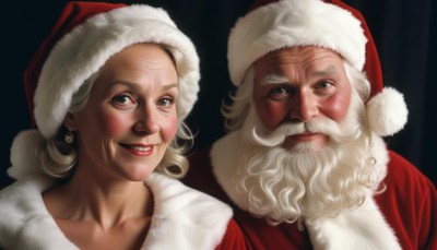 Santa and mrs. claus pose for a photo