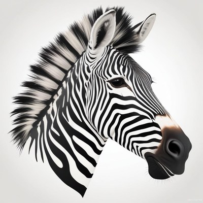 A zebra's head is turned in profile