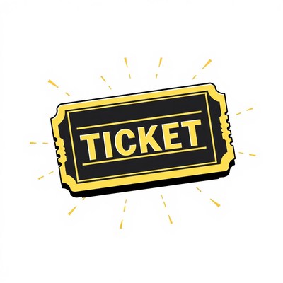 A simple ticket with yellow accents