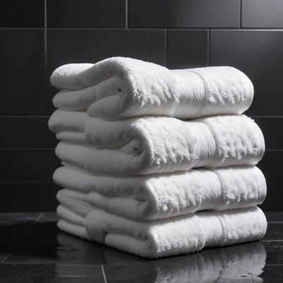 A stack of white towels in a bathroom
