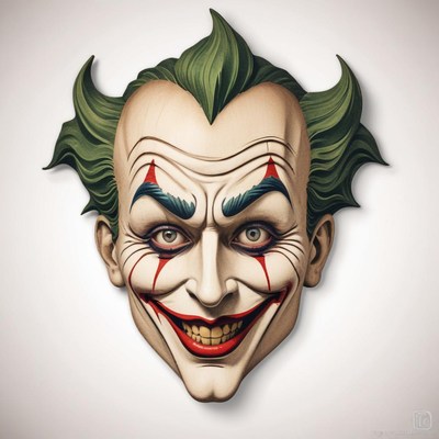 A close-up of a painted joker face