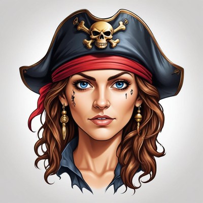 A female pirate with a skull and crossbones hat