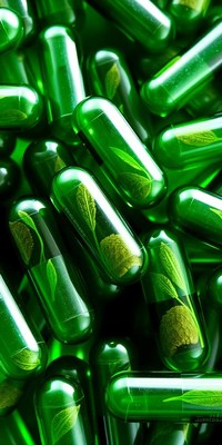 Green capsules with leaves inside
