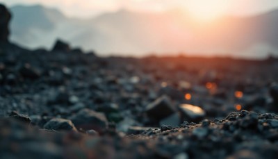 Rocks at sunset on a mountain