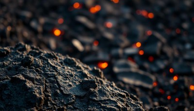 A close-up of glowing embers in the dark