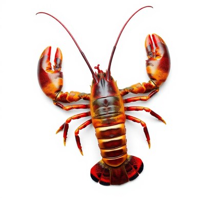 A red lobster with its claws up