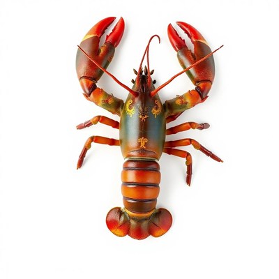 A red lobster isolated on a white background