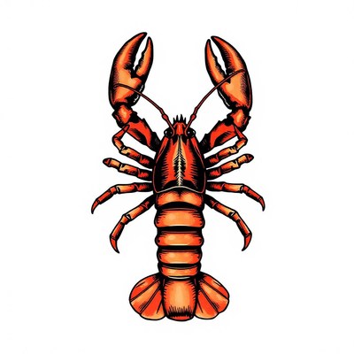 A red lobster with its claws raised