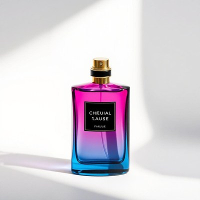 A bottle of che'uial lause perfume sits on a white surface