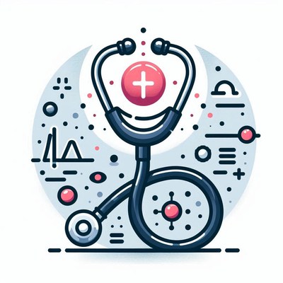 A stethoscope with a plus sign in the center