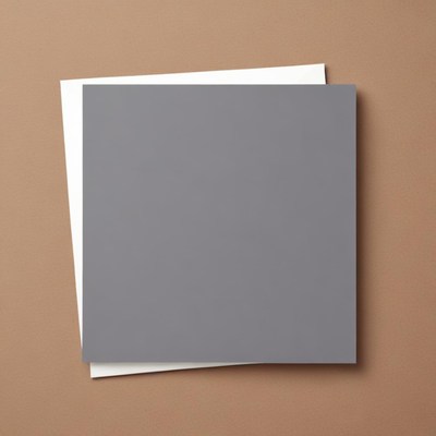 A gray card with a brown accent on a brown background