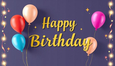 Happy birthday with colorful balloons