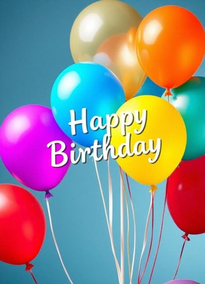 Colorful balloons spell happy birthday