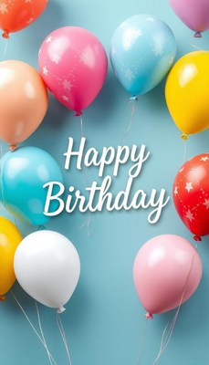 Colorful balloons celebrate a happy birthday