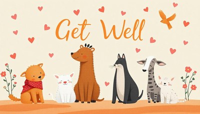 Get well wishes from a group of cute animals