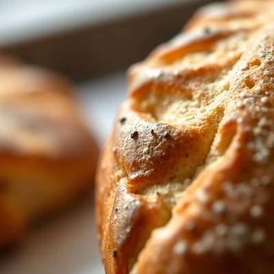 A close-up of a freshly baked loaf of bread