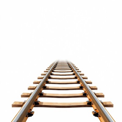 A set of railroad tracks disappear into the distance