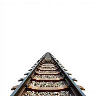 Train tracks vanish into the distance