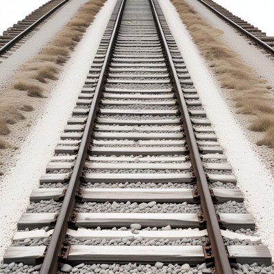 Train tracks lead into the distance