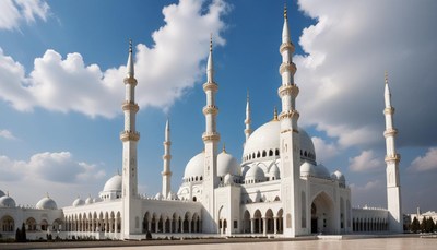 The grand mosque in abu dhabi on a clear day