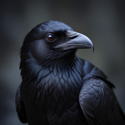 A black crow perches in the forest