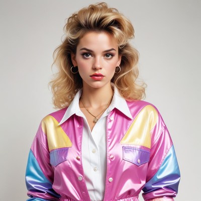 A woman with blonde hair poses in a pink jacket