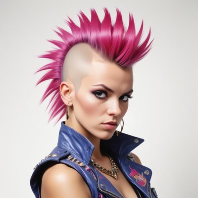 A woman with pink mohawk hair