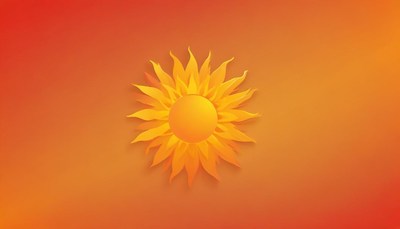 A paper sun shines brightly on an orange background