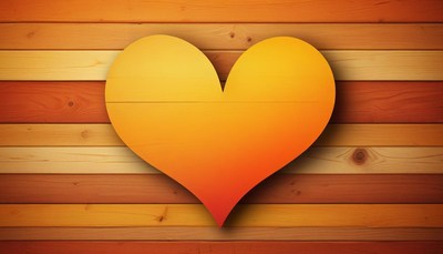 A yellow heart on a wooden background