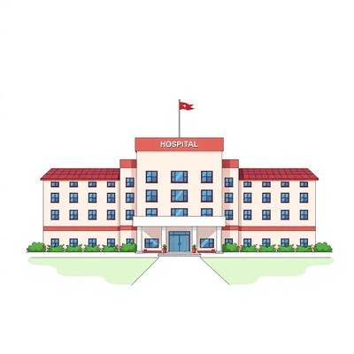 A simple illustration of a hospital building