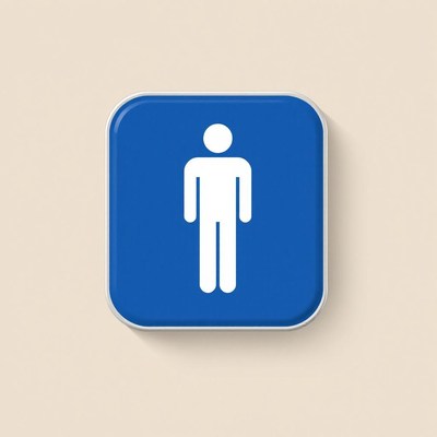 A blue men's restroom sign