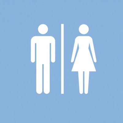 White male and female restroom symbols