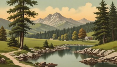 A path winds to a small lake in the foothills