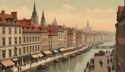 A canal runs through a city in europe