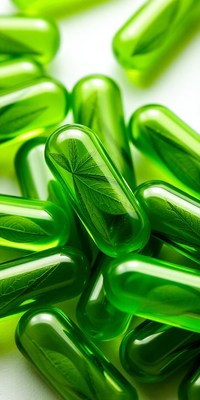 Green capsules with leaves inside