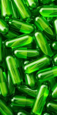 Green capsules with leaf designs