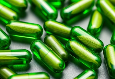 Green capsules with leaves inside