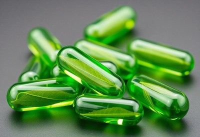 Green capsules with leaves inside