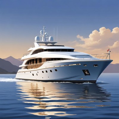 A white yacht cruises through calm waters