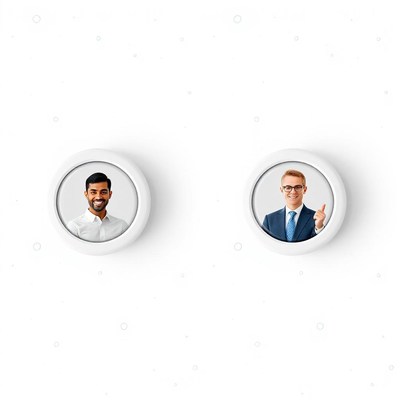 Two men in profile pictures on a white background
