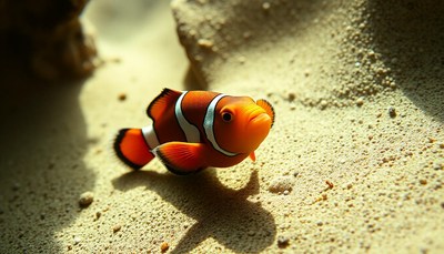 A clownfish swims near a coral reef