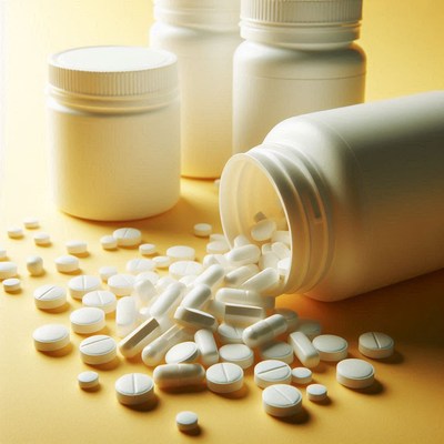 White pills spilled from a bottle