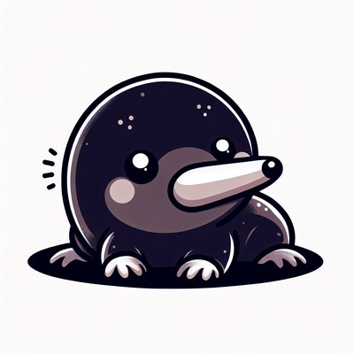 A cute mole peeks out of its burrow