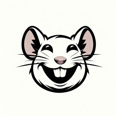 Cartoon white mouse smiling