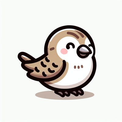 A cute cartoon sparrow is smiling