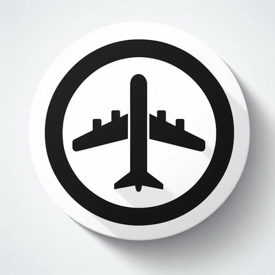 A simple airplane icon on a white background