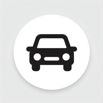 A simple car icon on a white background